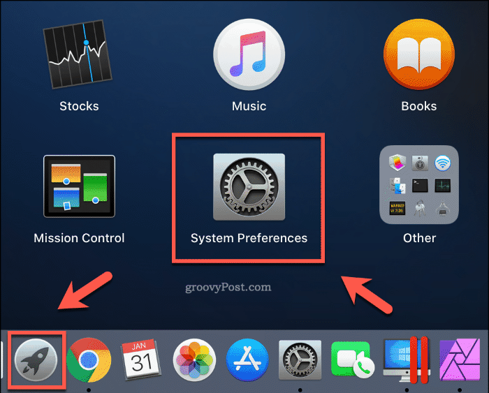 Launching System Preferences from the Launchpad on macOS