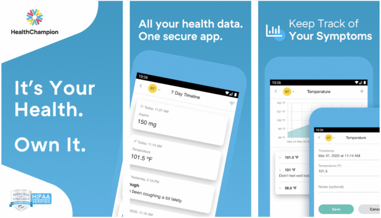 HealthChampion: Gets a Free Covid-19 Symptom Tracker