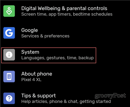 Android Backup settings