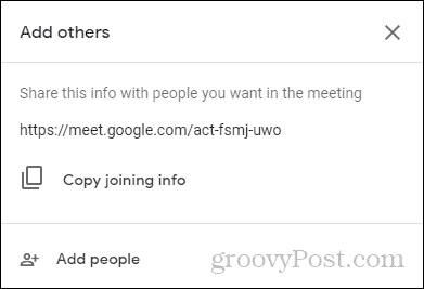 Google Meet joining info join