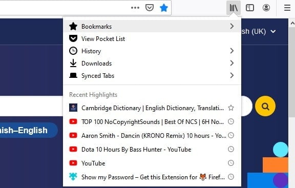 Edge Bookmarks Firefox Accessed
