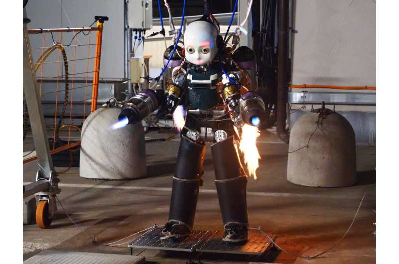 Moving towards the first flying humanoid robot