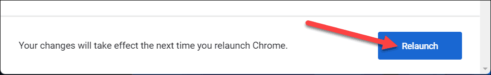 Relaunch Chrome button