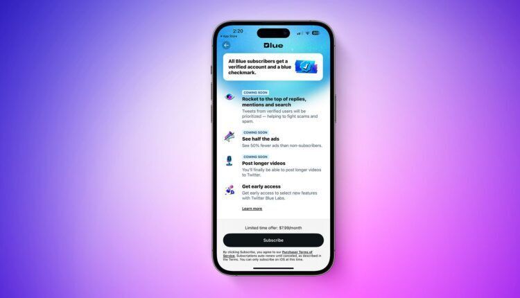 twitter blue subscription