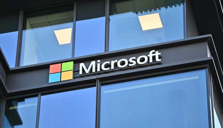 Microsoft logo on building